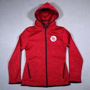Oklahoma Sooners Full Zip Hoodie Jacket Womens Small Red OU University Sports